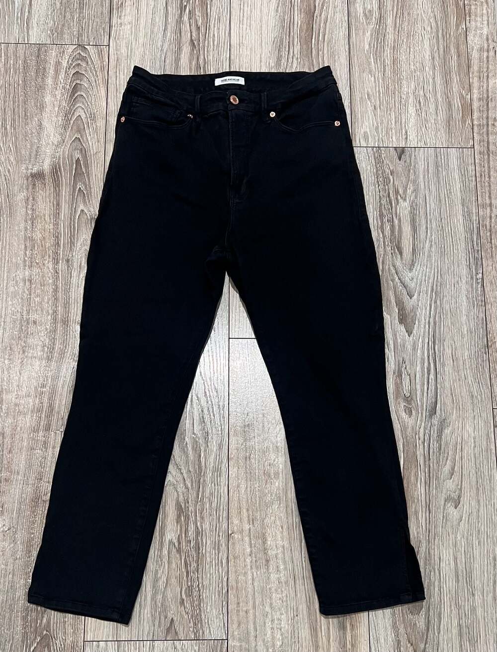 Good American Good Waist Crop Black Jeans Size 12/31
